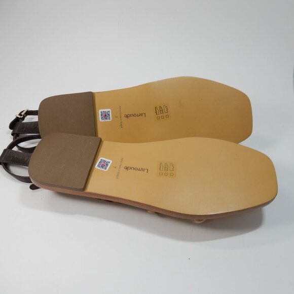 Larroude Santorini Twist Strap Flat Sandals Size 7 Brown Beige Leather NEW - Picture 11 of 16